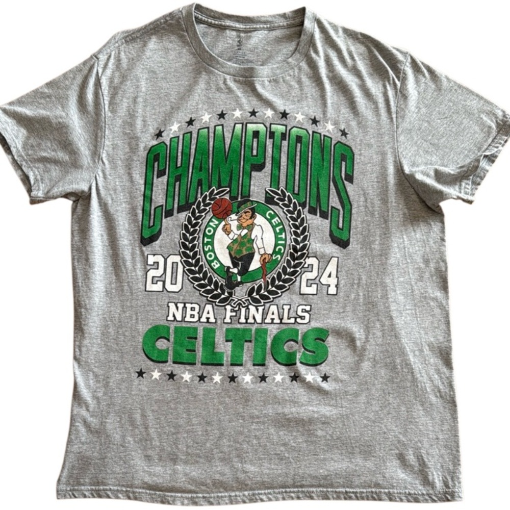 BOSTON CELTICS 2024 NBA GINALS CHAMPIONSHIP UNISEX TSHIRT GRAY LARGE